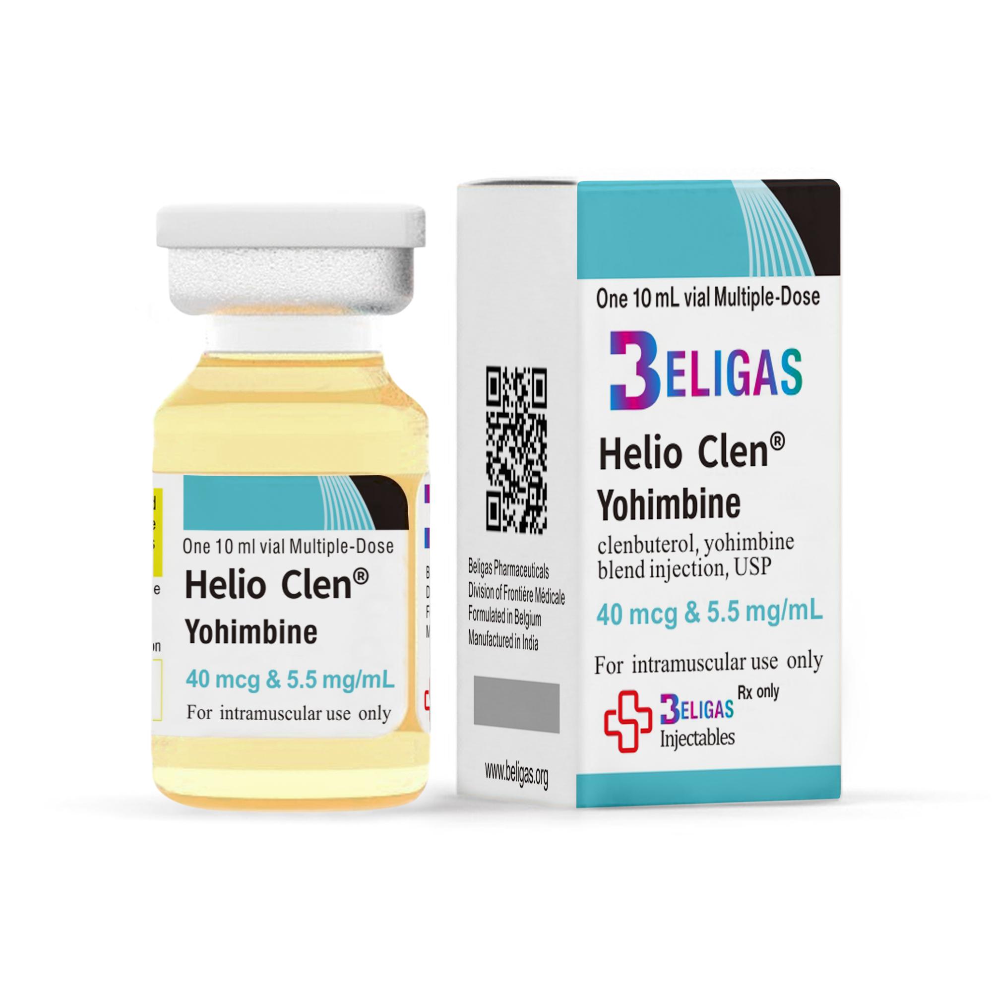 Helio Clen® Yohimbine Clenbuterol 40mcg, Yohimbine 5,5mg, 40mcg e 5,5mg Queimador de gordura - Beligas Beligas Pharmaceutical